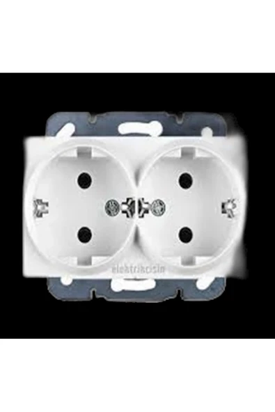 VİKO Karre BEYAZ Sıva Altı İkili Topraklı Priz (Çerçevesiz) ürün görseli 1