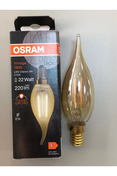 Osram 10 ADET 2,5W=22W=220 LÜMEN E14 RUSTİK KIVRIK LED BUJİ LAMBA - Resim 2