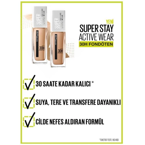 Maybelline Super Stay Active Wear 30H Fondöten 02 Naked Ivory 30 ml - Resim 4