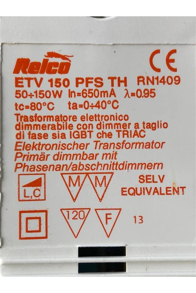 ETV SRL 150W DİMLİ AVİZE TRAFOSU GİRİŞ:220V ÇIKIŞ:12V GÜÇ: 50-150W  RELCO ETV 150 PFS - Resim 2