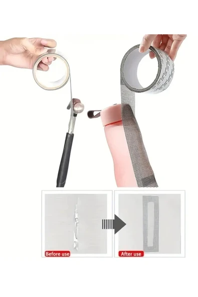 Nactumu Güçlü Yapışkanlı Sineklik Tamir Bandı, Sinek Önleyici Yama Bandı 2 mt x 5 cm - Resim 4