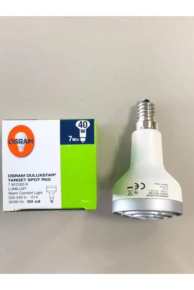 Osram 5 ADET Osram R50 SPOT AMPUL -7w=40w Sarı 2500 Kelvin TASARRUFLU LAMBA - E14 İNCE DUYLU - Resim 3