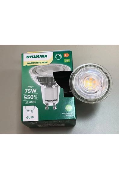 Sylvania 2 ADET SYLVANIA  DİMLİ  6W=75W 550 LÜMEN GU 10 3000KELVİN LED SPOT ürün görseli 1
