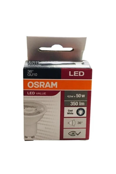 Osram 4,5w = 50w Ilık Beyaz Işık Led Spot Ampul 10 Adet 4000k ürün görseli 1