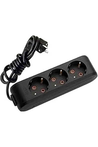 VİKO Multi-let 3'lü 5 Mt Kablolu Topraklı Grup Priz - Siyah ürün görseli 1