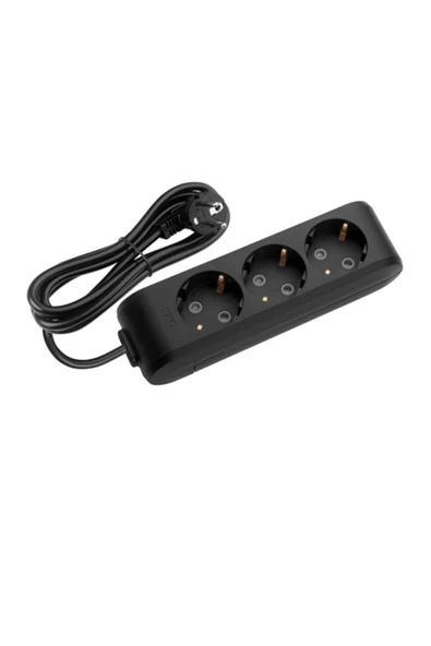 tekideal Viko Multi-let Siyah Üçlü Priz Topraklı Kablolu Çocuk Korumalı 3 Metre-siyah