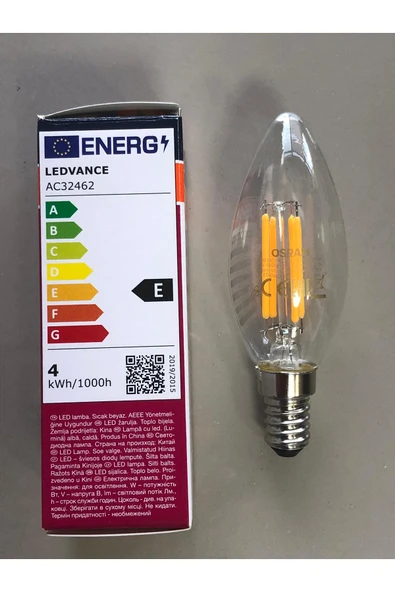 Osram 5 ADET OSRAM RUSTİK LED LAMBA E14 4W=40W 470 LÜMEN 2700K SARI - Resim 3