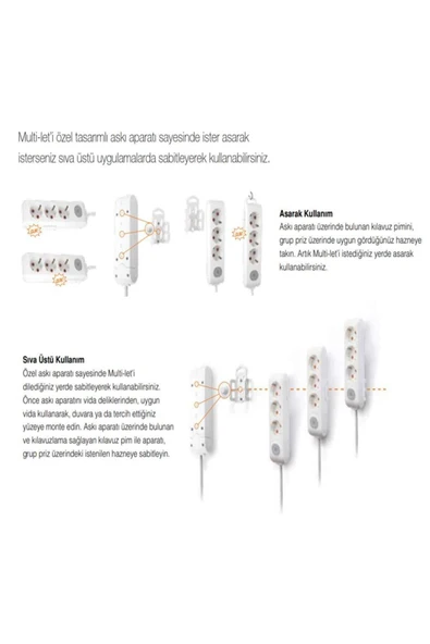 VİKO Multi-let 3 Li Siyah Anahtarlı Grup Priz 2mt - Resim 2