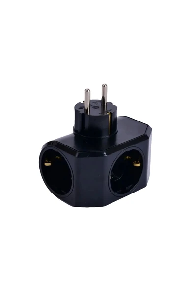 VİKO Siyah Yonca Üçlü Topraklı Fiş Priz - Resim 2