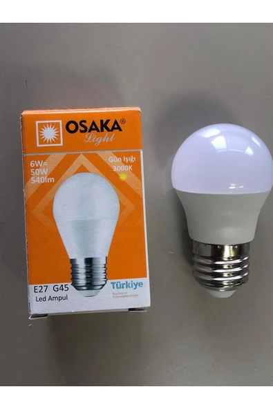 Osaka 5 ADET OSAKA 6W=50W=540 LÜMEN E 14 TOP AMPÜL 3000K SARI 45mmX75mm ürün görseli 1