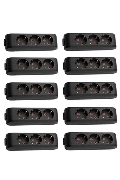 VİKO 3'lü Topraklı Çocuk Korumalı Klemensli Grup Priz Kablosuz 10 Adet ürün görseli 1