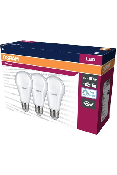 Osram Value Classic A100 13w E-27 Duy Led Ampul 3lü Paket - Beyaz Işık ürün görseli 1