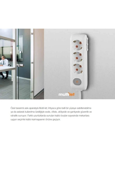 VİKO Multi-let 3 Li Siyah Anahtarlı Grup Priz 2mt - Resim 3