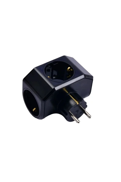 VİKO Siyah Yonca Üçlü Topraklı Fiş Priz - Resim 3