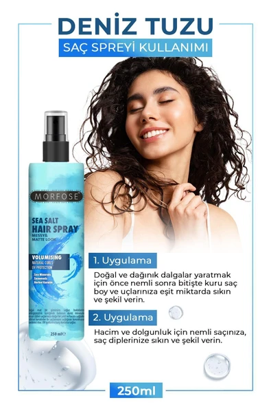 Deniz Tuzu Saç Spreyi 250 ml - Mat Görünüm, Doğal Dalgalar ve Isıya Karşı Koruma - Resim 2