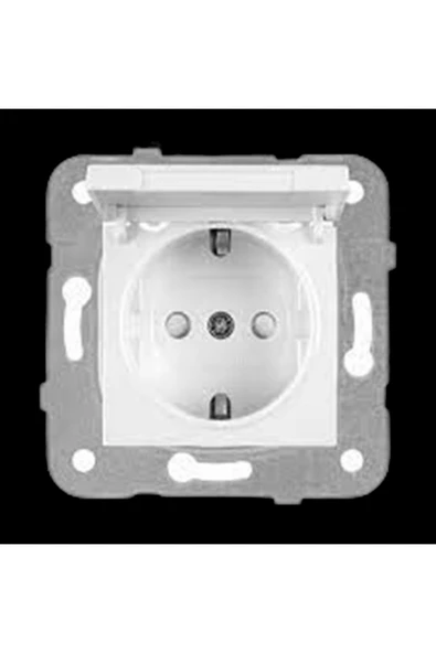 VİKO KARRE / MERIDIAN BEYAZ KAPAKLI TOPRAKLI PRİZ ÇOCUK KORUMALI