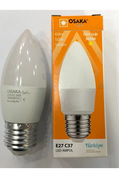 Osaka 5 ADET OSAKA 6W=50W 540 LÜMEN E27 LED BUJİ 3000 KELVİN GÜNIŞIĞI ürün görseli 1