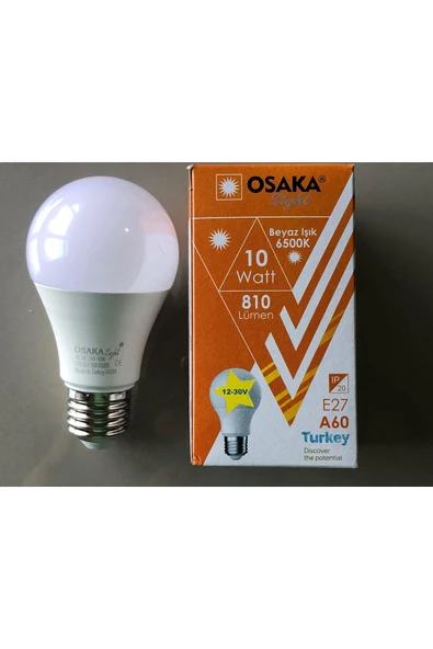 Osaka 3 ADET 12-30V E 27 LED LAMBA  10W=75W 810 LÜMEN 6500KELVİN BEYAZ - Resim 2