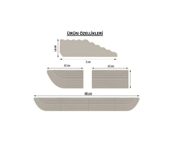 3YK.3d 1,8 cm x 68 cm Yükseklik (( GRİ )) Tüm Robot Süpürge, Tekerlekli sandalye'ler için KAPI EŞİK RAMPASI - 3
