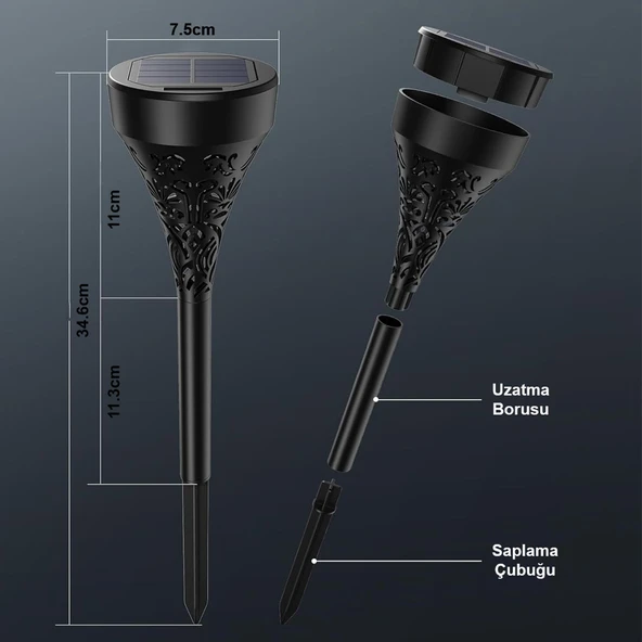 Greentech Güneş Enerjili Bahçe / Çim Aydınlatma 6 Adet / GT-SL17N - Resim 6