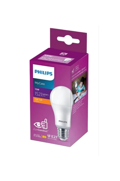 Philips Mycare LED Lamba 13W - 100W 2700K Sarı  Işık  1521 Lümen Yüksek Işık  ( 6 ADET ) - Resim 3