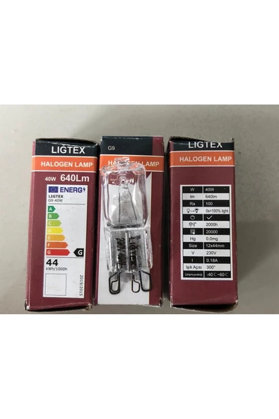 Ligtex 3 ADET  G9  HALOJEN LAMBA   220V 40W= 640 LÜMEN ŞEFFAF - 2