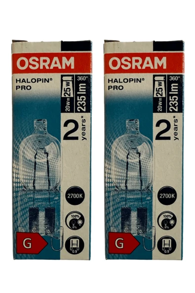 Osram Halopin Pro 20W (25W) 2700K (Sarı Işık) G9 Duylu Halojen Ampul (2 Adet) ürün görseli 1