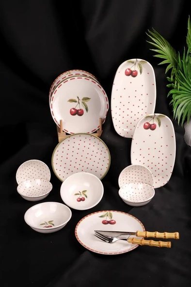 Bambum By Bambum Cherish 14 Parça Porselen Kahvaltı Takımı Kahvaltı Seti Kahvaltılık- Sunum Seti - Resim 3