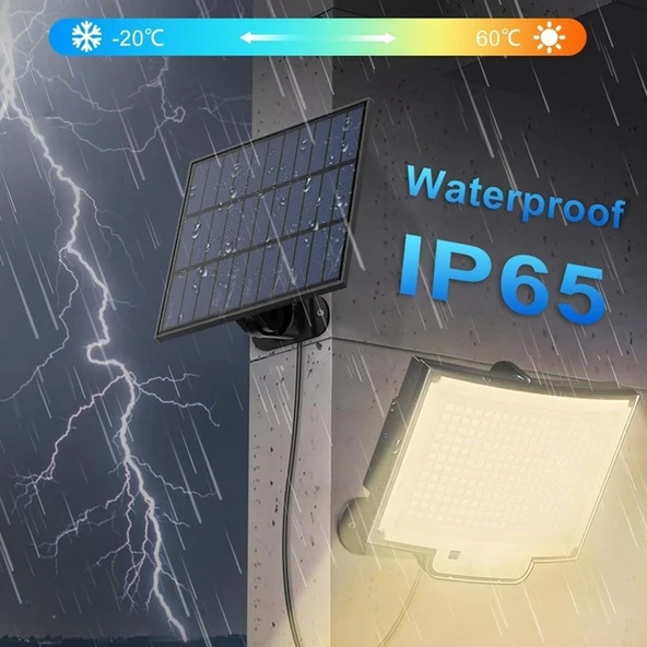 Greentech Güneş Enerjili, Hareket Sensörlü, 228 Boncuk LED Aydınlatma / GT-SL33 - Resim 3