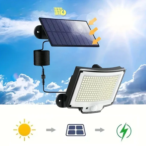 Greentech Güneş Enerjili, Hareket Sensörlü, 228 Boncuk LED Aydınlatma / GT-SL33 - Resim 8