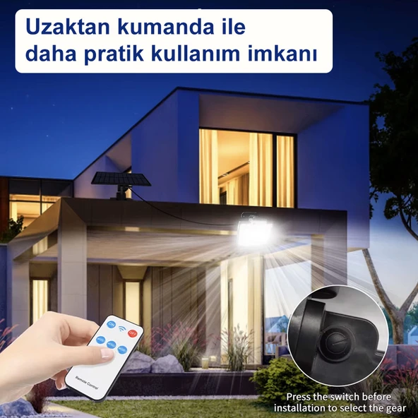 Greentech Güneş Enerjili, Hareket Sensörlü, 228 Boncuk LED Aydınlatma / GT-SL33 - Resim 5