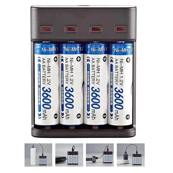 Greentech Pil Şarj Cihazı (Dört Yuvalı) - 1.2V Ni-Mh / Ni-Cd Aa / Aaa / GT-BC07 - Resim 4