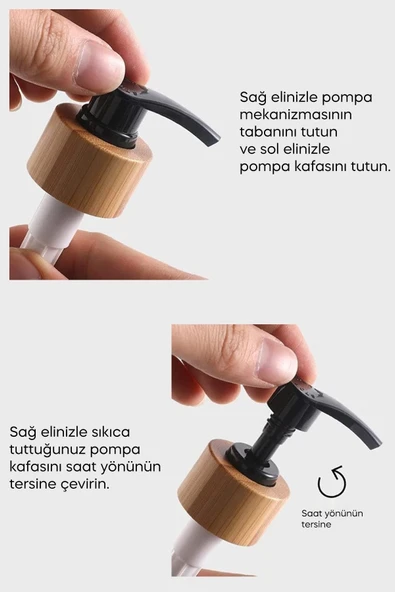 Dekorasyaa 2li Siyah Beyaz Cam Sıvı Sabunluk 500ml - Bambu Stantlı - Resim 5