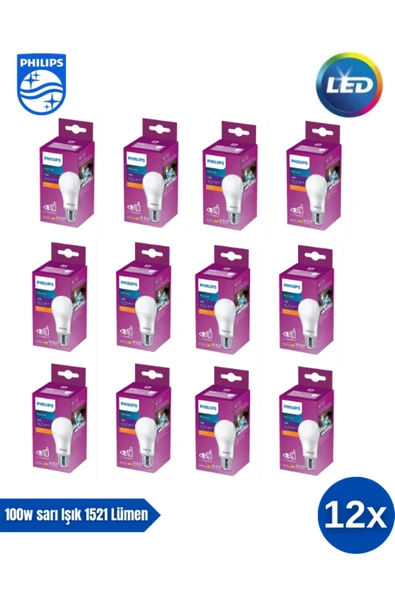 Philips Mycare LED Lamba 13W - 100W 2700K Sarı  Işık  1521 Lümen Yüksek Işık  ( 12 ADET  ) ürün görseli 1