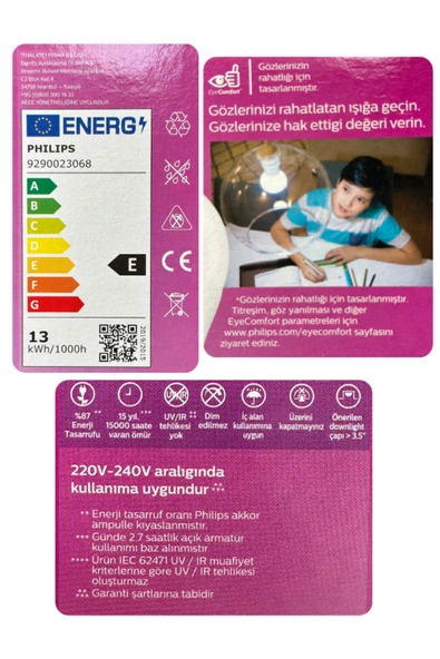 Philips (6 Adet) Philips 13W Sarı Işık E27 Duylu (Kalın Duy) Led Ampul - Resim 4