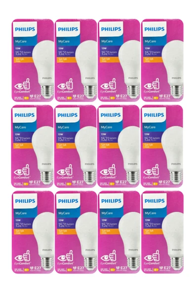 Philips (12 Adet) Philips 13W Sarı Işık E27 Duylu (Kalın Duy) Led Ampul ürün görseli 1