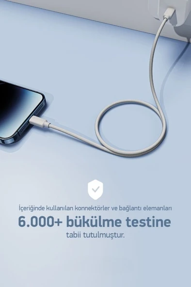 PDAteknoloji 60W Örgülü Type C to Type C SPK-10 Monde 1mt Data ve Şarj Kablosu - Resim 3