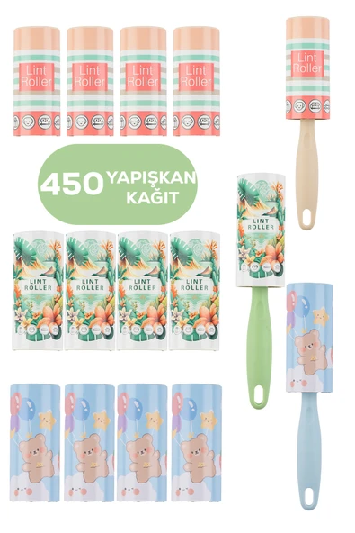 Porsima Kedi Köpek Tüy Toplayıcı 3 Adet Aparat + 15 Adet Yedek Rulo 450 Yaprak - Resim 3