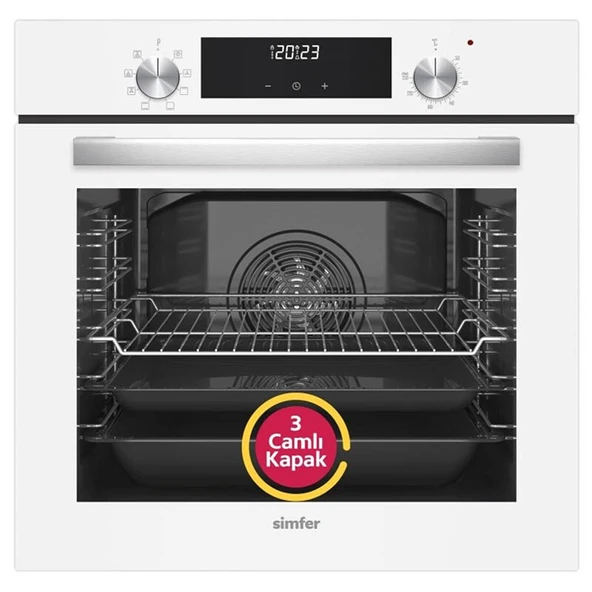 Simfer 9 Fonksiyon QS Dijital Beyaz Ankastre Set (8209 Fırın + 3507 Ocak + 8704 Davlumbaz) - Resim 2