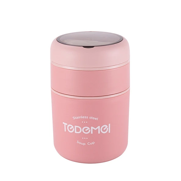 Dekorasyaa 2 Katlı Lunch Box - Pembe - Paslanmaz Çelik - Kaşıklı - Yemek Taşıma Kabı - 710ml - Resim 4