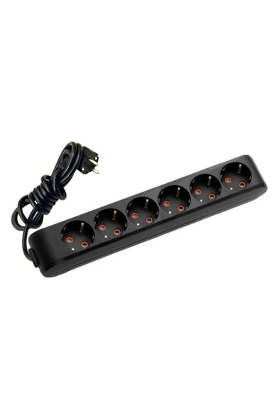 VİKO Multi-let Altılı 6lı 5 Metre Topraklı Grup Priz Siyah ürün görseli 1