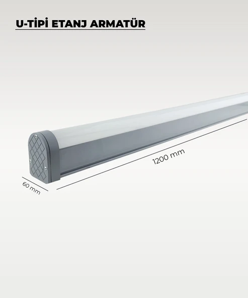 72W U Tipi Etanj Armatür 6500K Beyaz Işık - IP65 - Resim 2