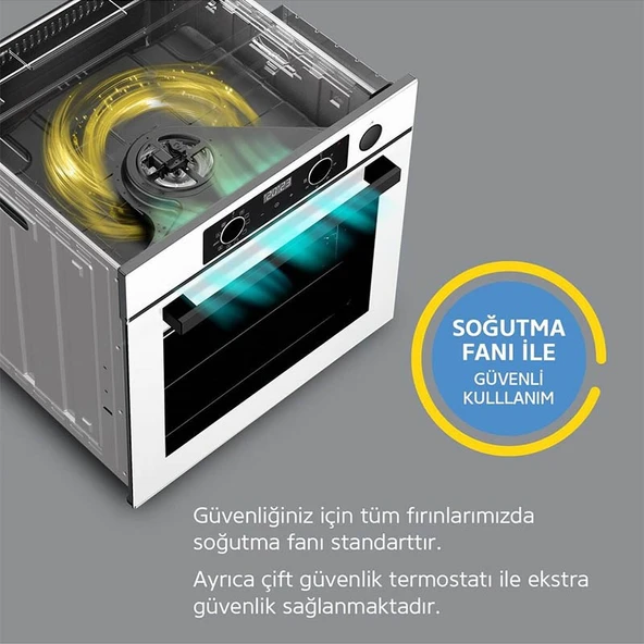 Simfer 9 Fonksiyon QS Dijital Beyaz Ankastre Set (8209 Fırın + 3507 Ocak + 8704 Davlumbaz) - Resim 6