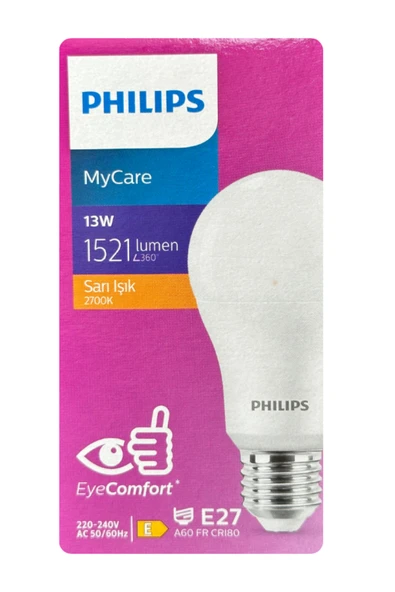 Philips (12 Adet) Philips 13W Sarı Işık E27 Duylu (Kalın Duy) Led Ampul - Resim 2