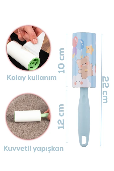 Porsima Kedi Köpek Tüy Toplayıcı 3 Adet Aparat + 15 Adet Yedek Rulo 450 Yaprak - Resim 2