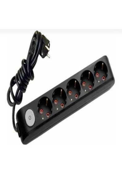 VİKO Multilet 5 Li Beşli Siyah Anahtarlı 2 Mt Metre Grup Priz Uzatma Kablosu Çocuk Korumalı