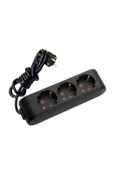 VİKO Multi-let 3'lü 5 Mt Kablolu Topraklı Grup Priz - Siyah