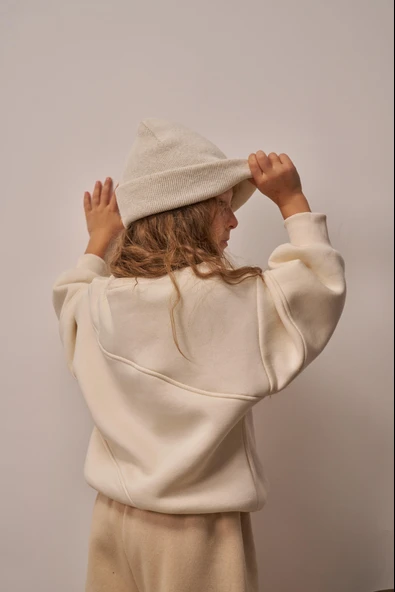 Bej Dikiş Detaylı Eşofman Takım - Resim 7