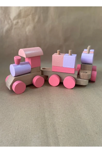 Ahşap Bloklu Eğitici Bul-Tak Tren Oyuncak Seti - 5
