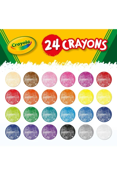 24 Colourful Crayons- Amerikan-Nontoxic- 24 Renk Mum Boya Seti - Resim 6